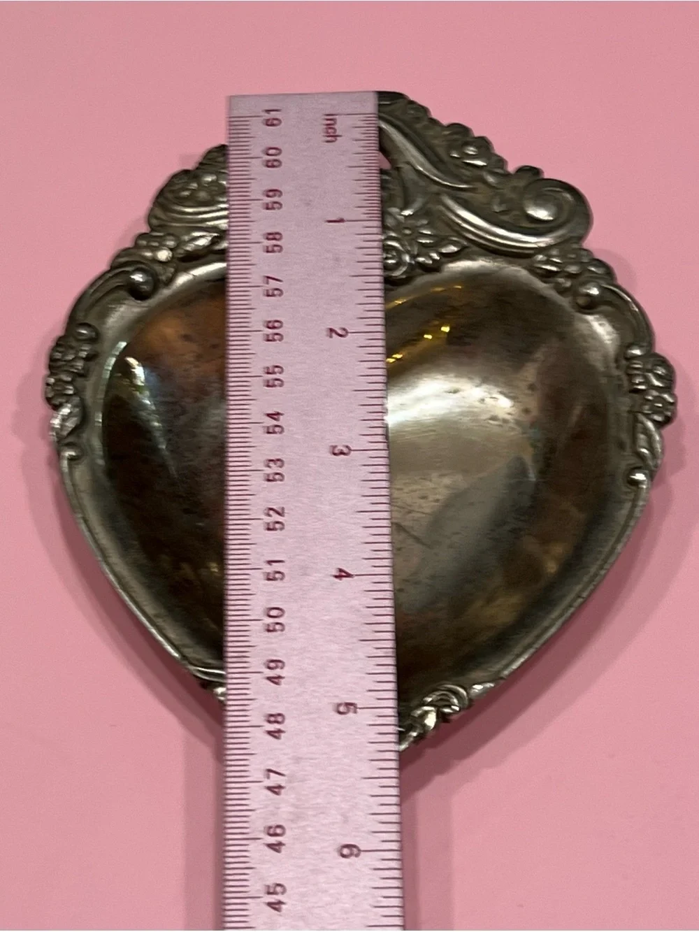 Vintage Silver Plate Heart Shaped Bon Bon Candy Trinket Dish Romantic Coquette